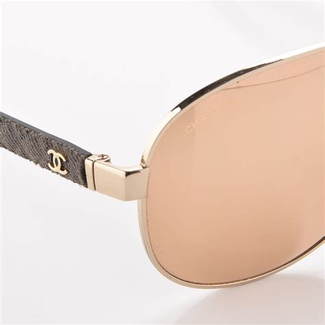 CHANEL Pilot Quilting Sunglasses 4207 Gold 